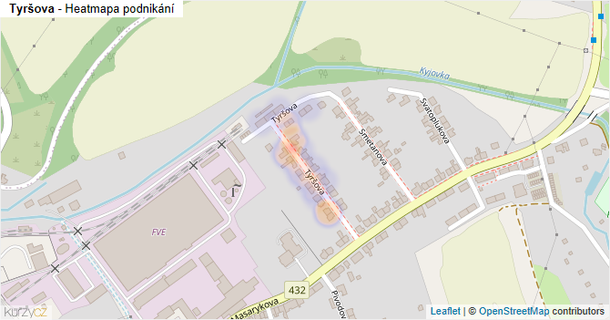 Tyršova - mapa podnikání