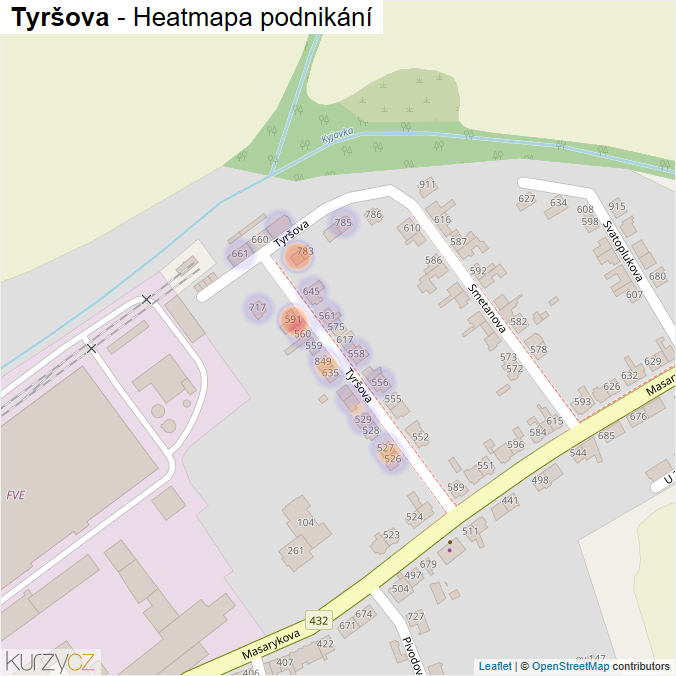 Mapa Tyršova - Firmy v ulici.