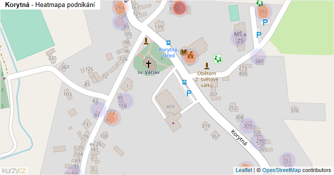 Korytná - mapa podnikání