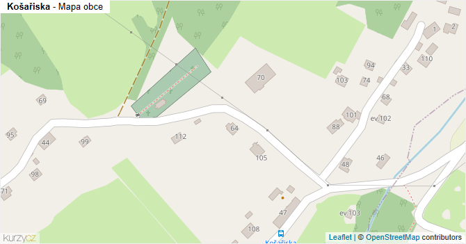 Košařiska - mapa obce