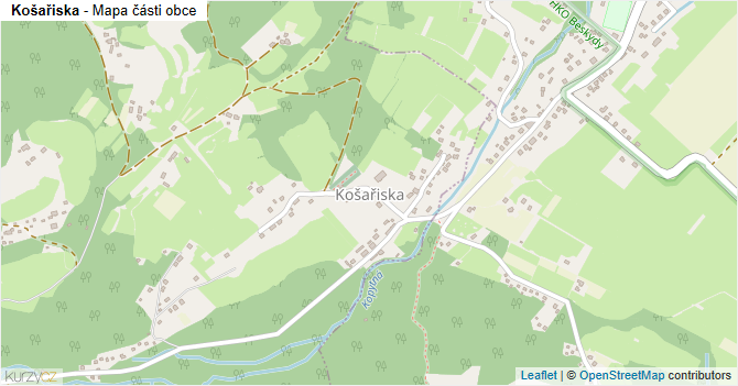 Košařiska - mapa části obce