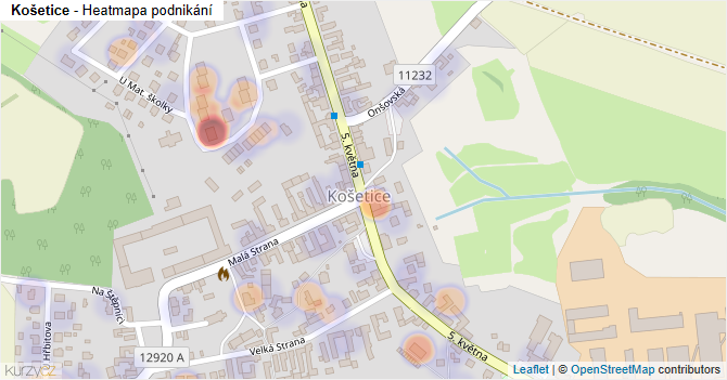 Košetice - mapa podnikání