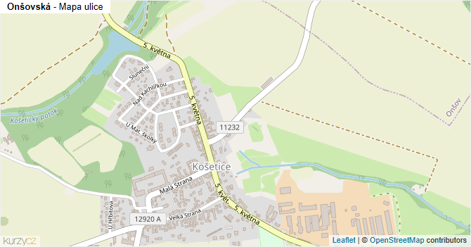 Onšovská - mapa ulice