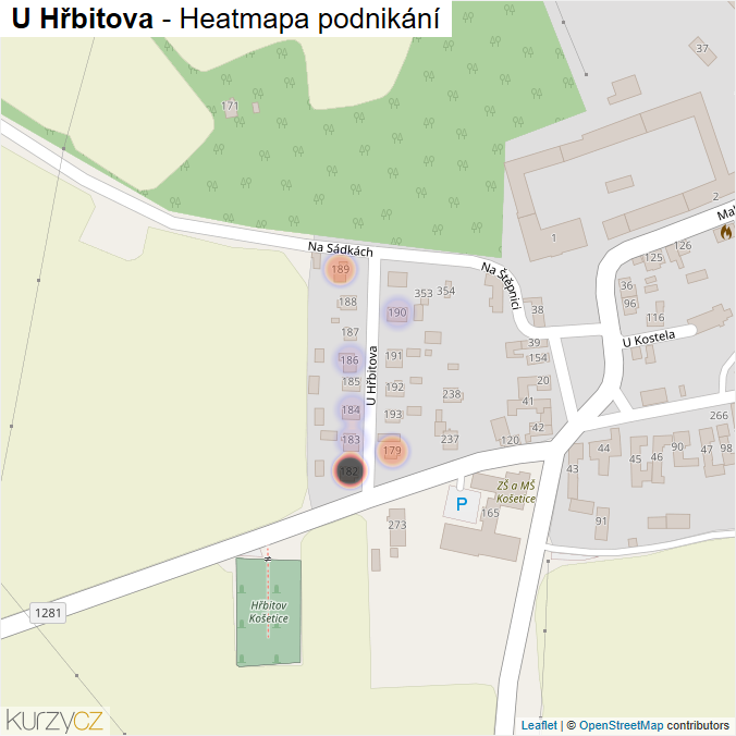 Mapa U Hřbitova - Firmy v ulici.