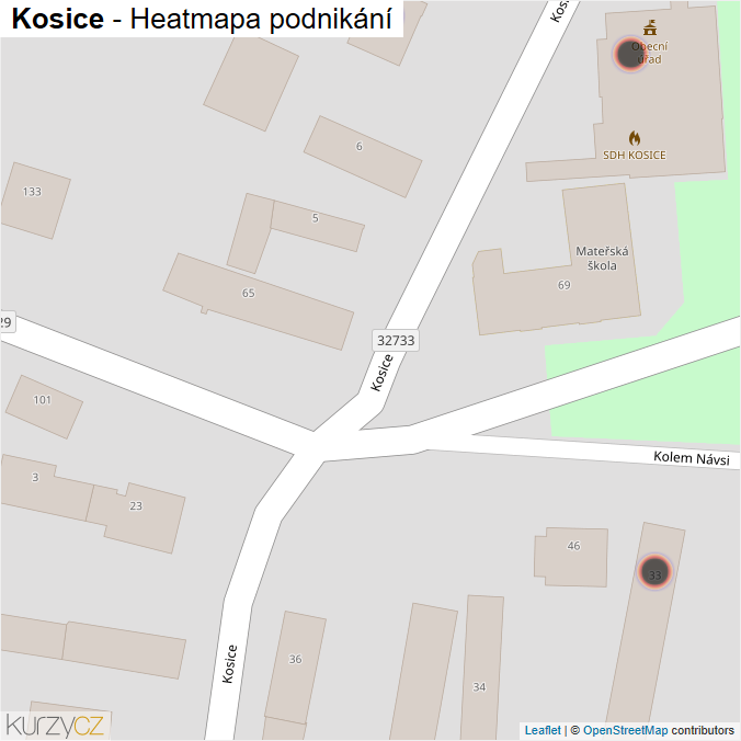 Mapa Kosice - Firmy v obci.