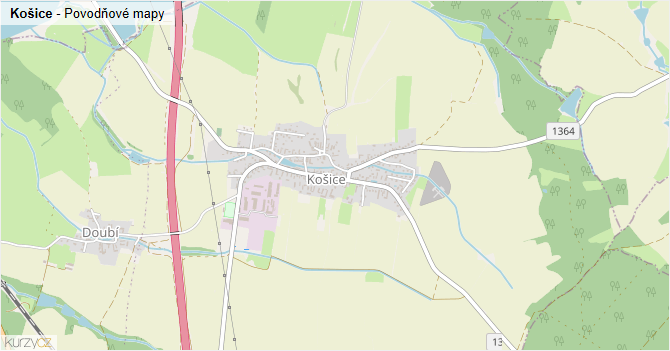Košice - záplavové mapy stoleté vody