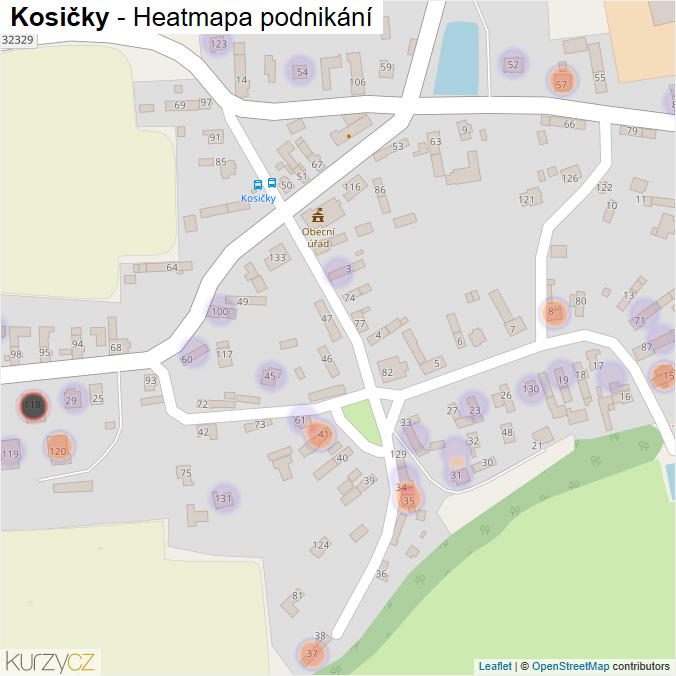 Mapa Kosičky - Firmy v části obce.