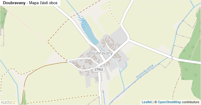 Doubravany - mapa části obce