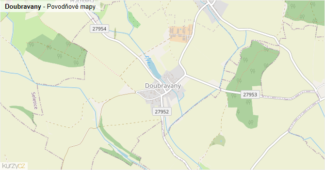 Doubravany - záplavové mapy stoleté vody