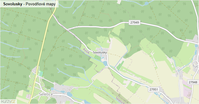 Sovolusky - záplavové mapy stoleté vody
