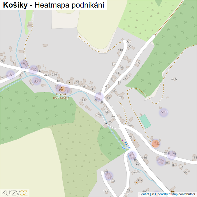 Mapa Košíky - Firmy v části obce.