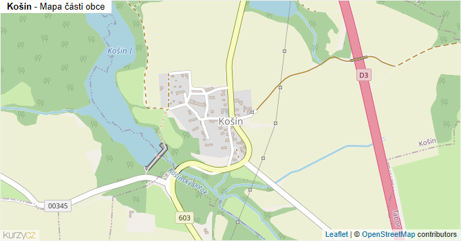 Košín - mapa části obce