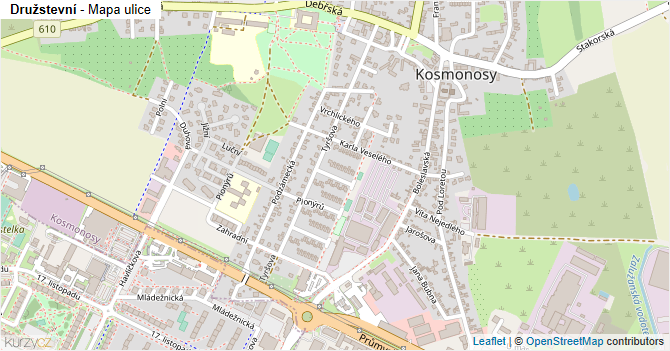 Družstevní - mapa ulice
