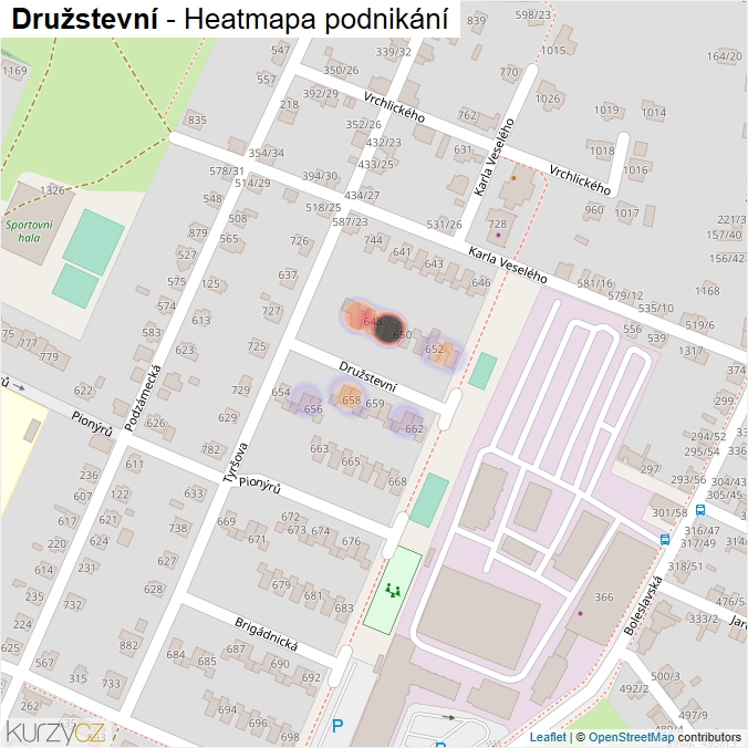 Mapa Družstevní - Firmy v ulici.
