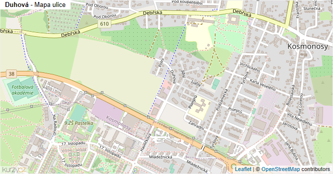 Duhová - mapa ulice