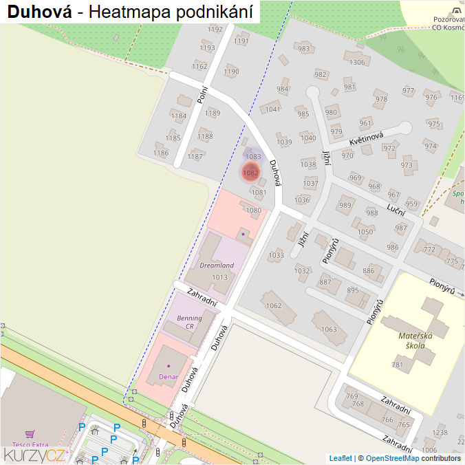 Mapa Duhová - Firmy v ulici.