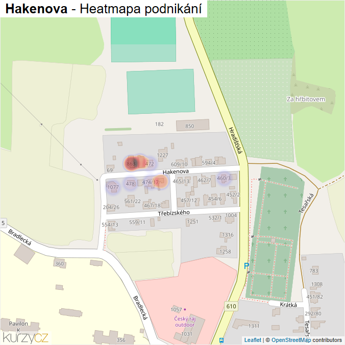 Mapa Hakenova - Firmy v ulici.