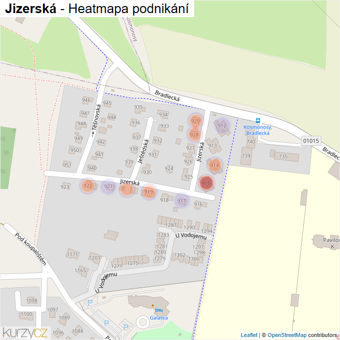 Mapa Jizerská - Firmy v ulici.
