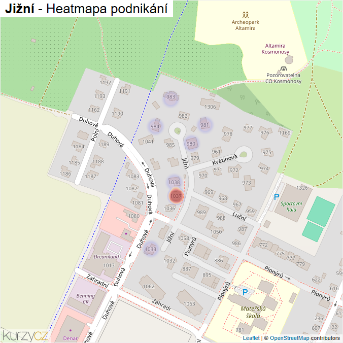 Mapa Jižní - Firmy v ulici.