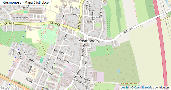 Kosmonosy - mapa části obce