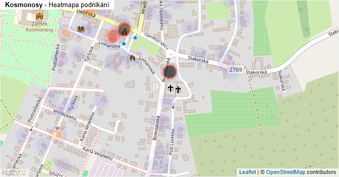 Kosmonosy - mapa podnikání
