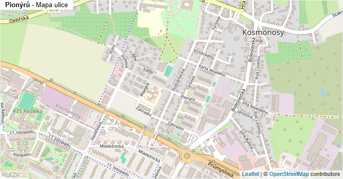 Pionýrů - mapa ulice