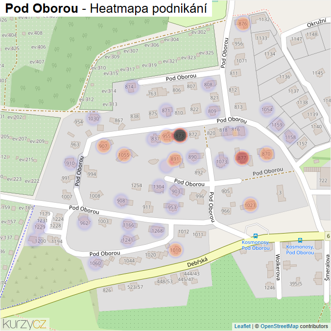 Mapa Pod Oborou - Firmy v ulici.