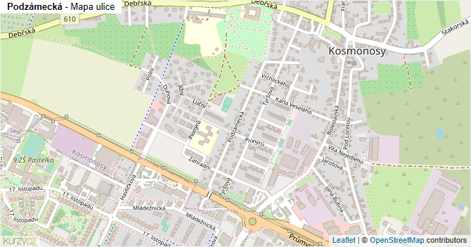 Podzámecká - mapa ulice