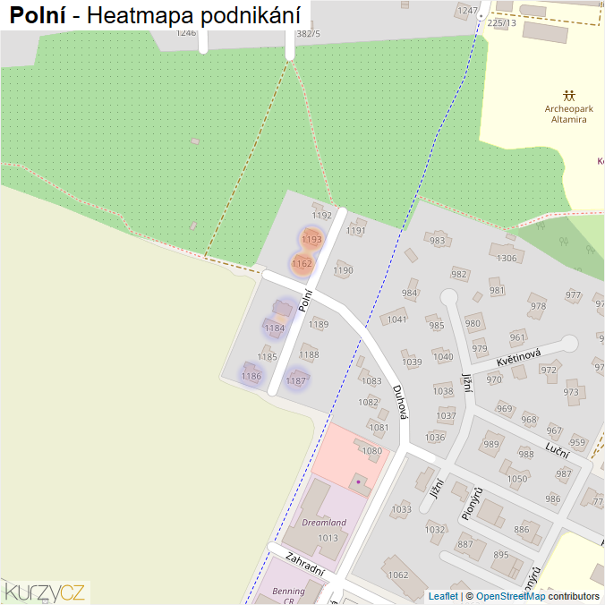 Mapa Polní - Firmy v ulici.