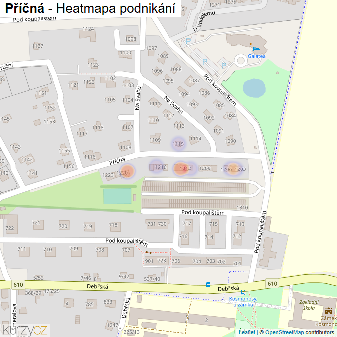 Mapa Příčná - Firmy v ulici.
