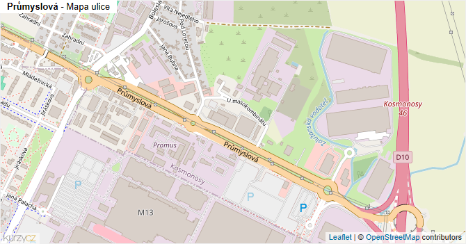 Průmyslová - mapa ulice