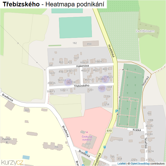 Mapa Třebízského - Firmy v ulici.