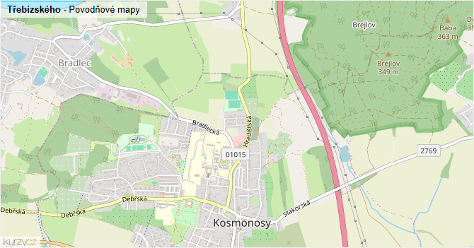 Třebízského - záplavové mapy stoleté vody