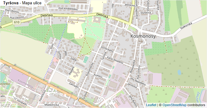 Tyršova - mapa ulice