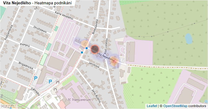 Víta Nejedlého - mapa podnikání