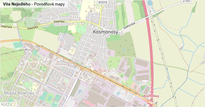 Víta Nejedlého - záplavové mapy stoleté vody