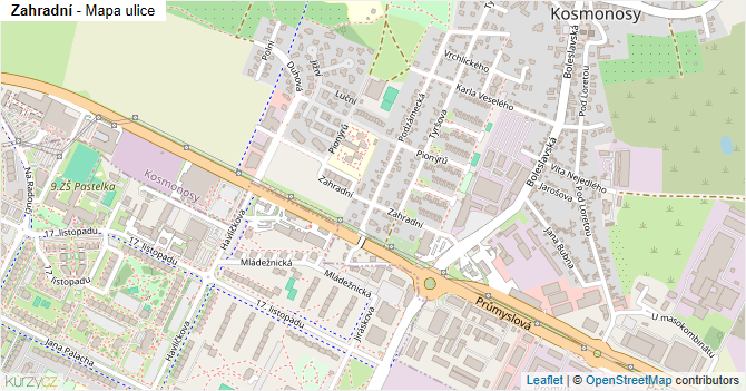 Zahradní - mapa ulice