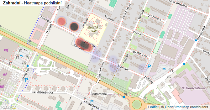 Zahradní - mapa podnikání