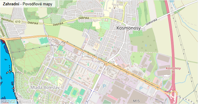 Zahradní - záplavové mapy stoleté vody