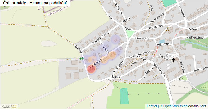 Čsl. armády - mapa podnikání