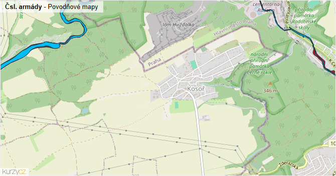 Čsl. armády - záplavové mapy stoleté vody