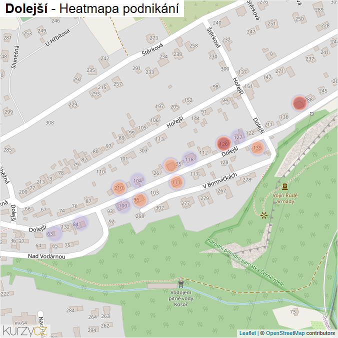 Mapa Dolejší - Firmy v ulici.