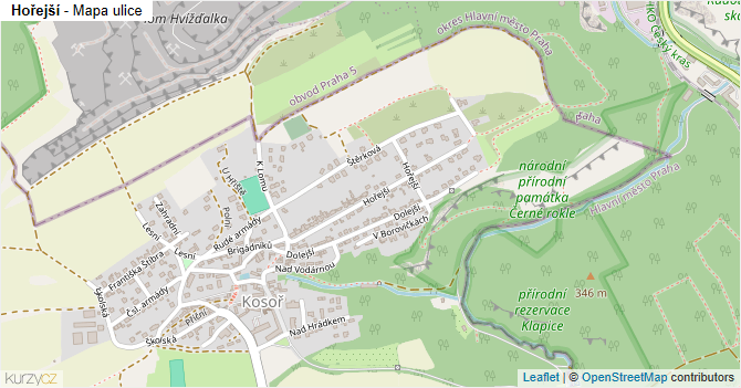 Hořejší - mapa ulice