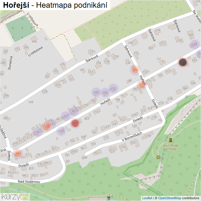 Mapa Hořejší - Firmy v ulici.