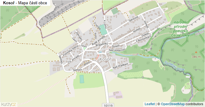 Kosoř - mapa části obce