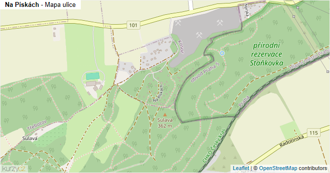 Na Pískách - mapa ulice