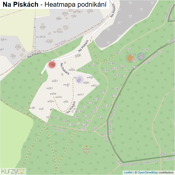 Mapa Na Pískách - Firmy v ulici.