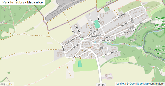 Park Fr. Štíbra - mapa ulice