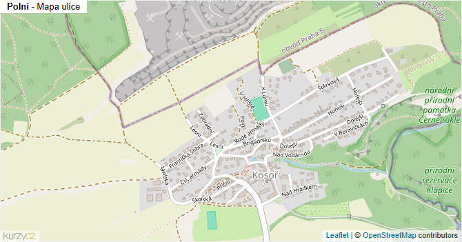 Polní - mapa ulice