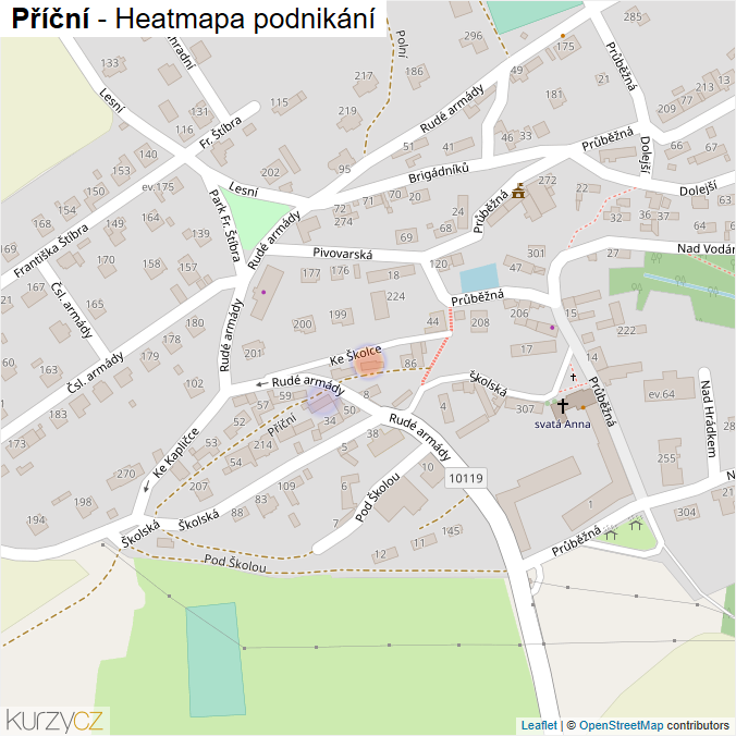 Mapa Příční - Firmy v ulici.